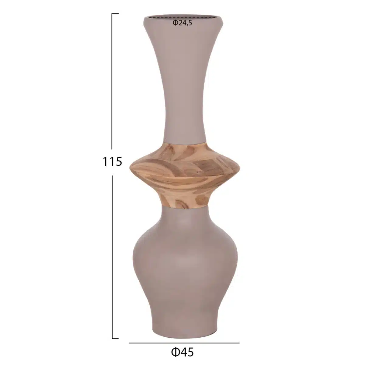 ΔΙΑΚΟΣΜΗΤΙΚΟ ΒΑΖΟ ΔΑΠΕΔΟΥ NEBULA HM4660.05S FIBER CEMENT TAUPE--ΞΥΛΟ ΤΕΑΚ Φ45x115Υεκ - Image 2