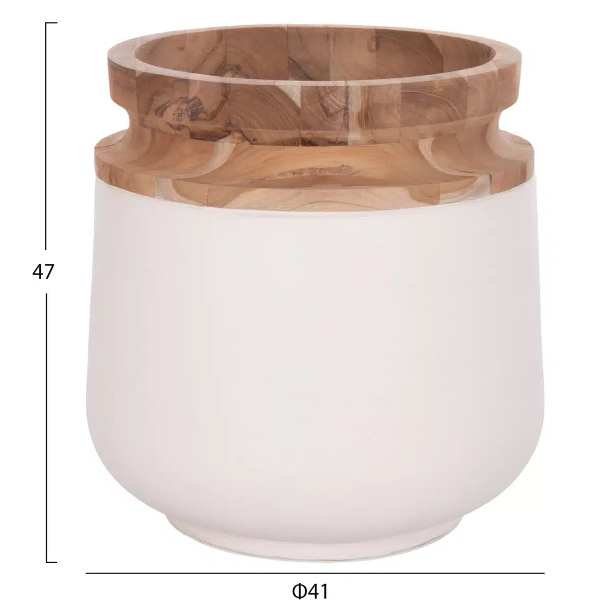 ΔΙΑΚΟΣΜΗΤΙΚΟ ΒΑΖΟ ΔΑΠΕΔΟΥ LINTER HM4662.02L FIBER CEMENT ΛΕΥΚΟ--ΞΥΛΟ ΤΕΑΚ Φ41x47Υεκ. - Image 2
