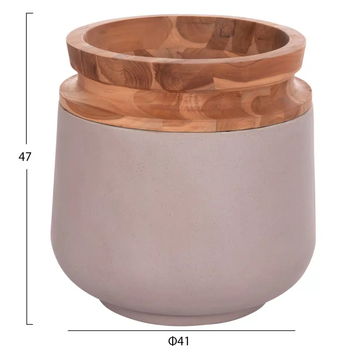ΔΙΑΚΟΣΜΗΤΙΚΟ ΒΑΖΟ ΔΑΠΕΔΟΥ LINTER HM4662.05L FIBER CEMENT ΓΚΡΙ ΜΑΤ--ΞΥΛΟ ΤΕΑΚ Φ41x47Υεκ - Image 2