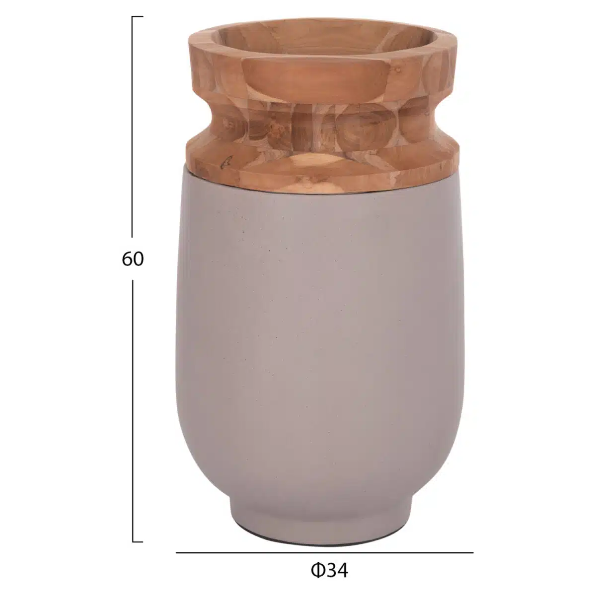 ΔΙΑΚΟΣΜΗΤΙΚΟ ΒΑΖΟ ΔΑΠΕΔΟΥ LINTER HM4662.05S FIBER CEMENT ΓΚΡΙ ΜΑΤ--ΞΥΛΟ ΤΕΑΚ Φ34x60Υεκ - Image 2
