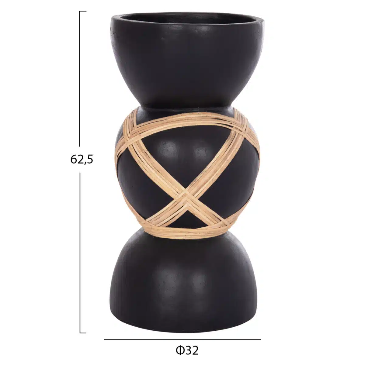 ΔΙΑΚΟΣΜΗΤΙΚΟ ΒΑΖΟ ΔΑΠΕΔΟΥ MAYNARD HM4672.01L TERRACOTTA ΜΑΥΡΟ-RATTAN Φ32x62.5Υεκ - Image 2