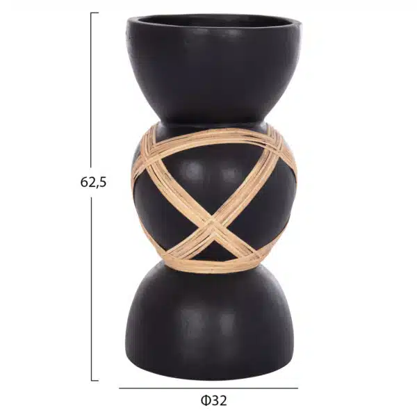 ΔΙΑΚΟΣΜΗΤΙΚΟ ΒΑΖΟ ΔΑΠΕΔΟΥ MAYNARD HM4672.01L TERRACOTTA ΜΑΥΡΟ-RATTAN Φ32x62.5Υεκ - Image 2