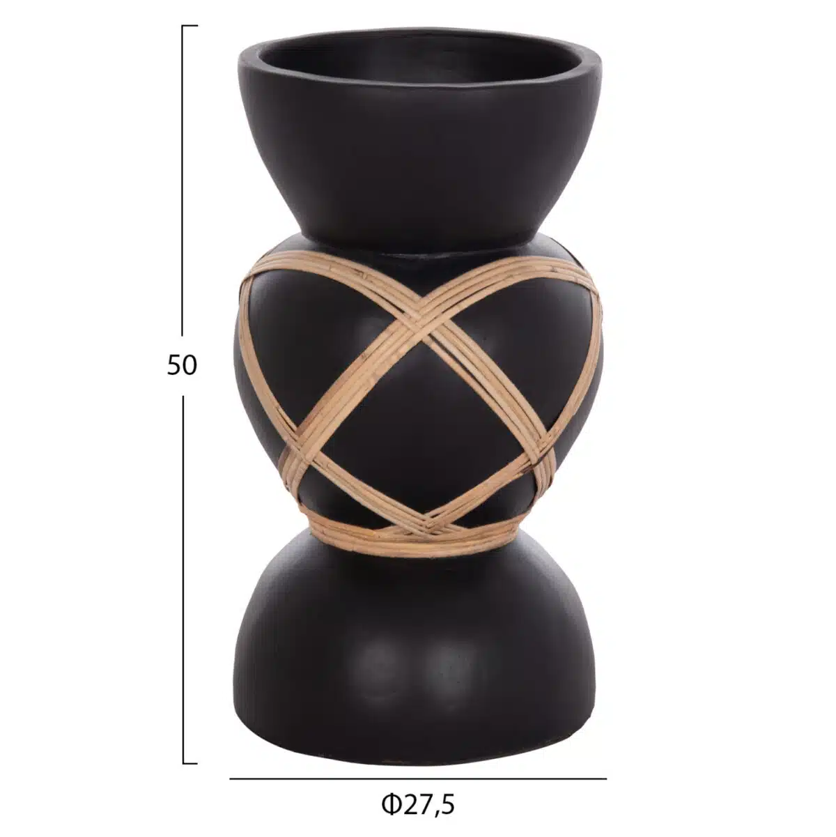 ΔΙΑΚΟΣΜΗΤΙΚΟ ΒΑΖΟ ΔΑΠΕΔΟΥ MAYNARD HM4672.01S TERRACOTTA ΜΑΥΡΟ-RATTAN Φ27.5x50Υ - Image 2