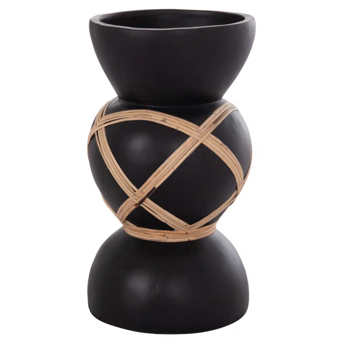ΔΙΑΚΟΣΜΗΤΙΚΟ ΒΑΖΟ ΔΑΠΕΔΟΥ MAYNARD HM4672.01S TERRACOTTA ΜΑΥΡΟ-RATTAN Φ27.5x50Υ - Image 4