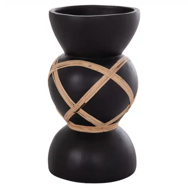 ΔΙΑΚΟΣΜΗΤΙΚΟ ΒΑΖΟ ΔΑΠΕΔΟΥ MAYNARD HM4672.01S TERRACOTTA ΜΑΥΡΟ-RATTAN Φ27.5x50Υ - Image 4