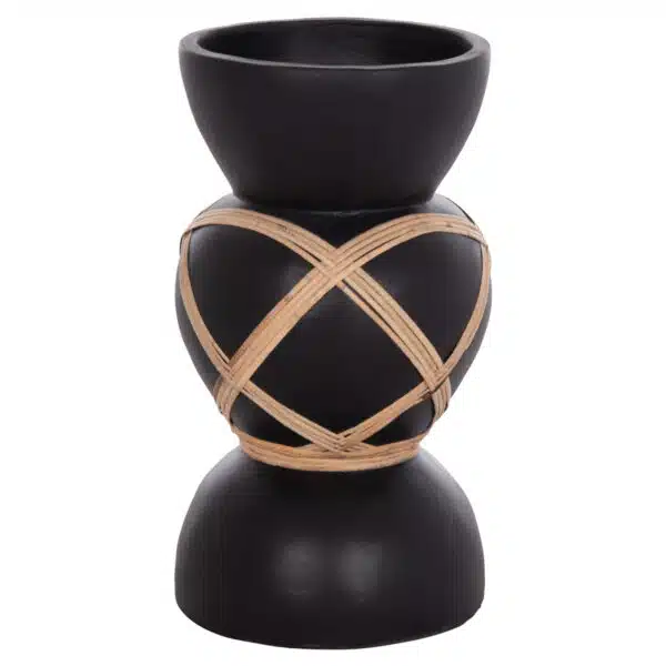 ΔΙΑΚΟΣΜΗΤΙΚΟ ΒΑΖΟ ΔΑΠΕΔΟΥ MAYNARD HM4672.01S TERRACOTTA ΜΑΥΡΟ-RATTAN Φ27.5x50Υ