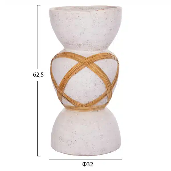 ΔΙΑΚΟΣΜΗΤΙΚΟ ΒΑΖΟ ΔΑΠΕΔΟΥ MAYNARD HM4672.02L TERRACOTTA ΛΕΥΚΟ--RATTAN Φ32x62.5Υεκ. - Image 2