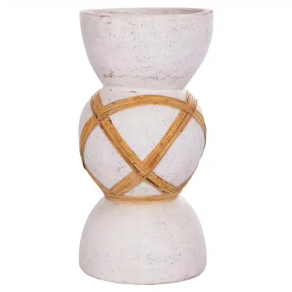 ΔΙΑΚΟΣΜΗΤΙΚΟ ΒΑΖΟ ΔΑΠΕΔΟΥ MAYNARD HM4672.02L TERRACOTTA ΛΕΥΚΟ--RATTAN Φ32x62.5Υεκ. - Image 3