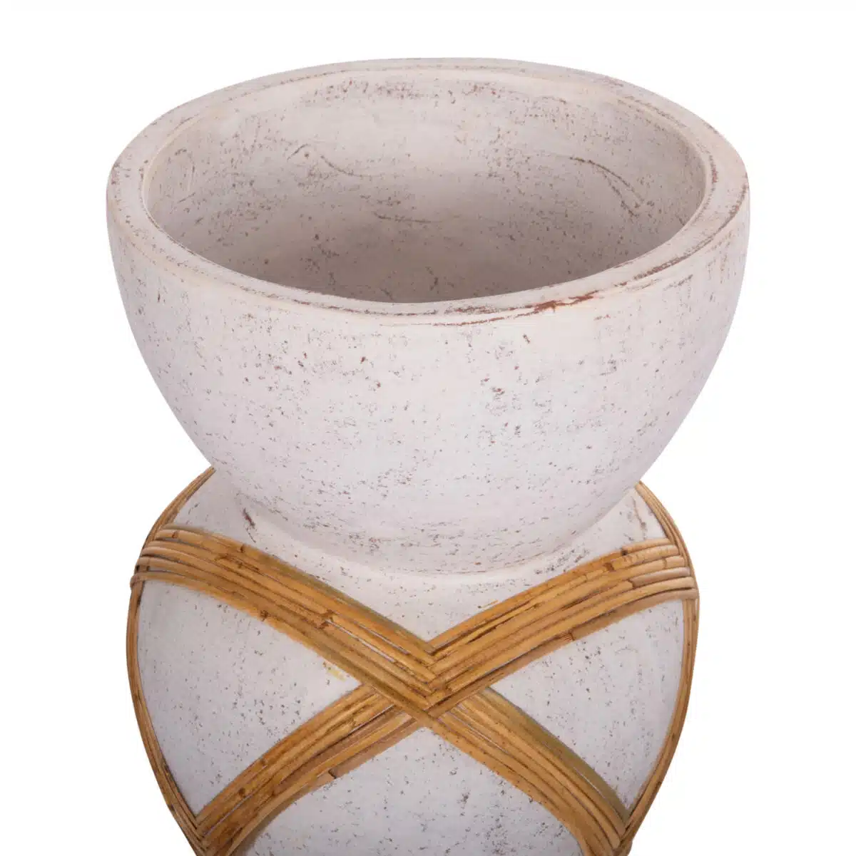 ΔΙΑΚΟΣΜΗΤΙΚΟ ΒΑΖΟ ΔΑΠΕΔΟΥ MAYNARD HM4672.02L TERRACOTTA ΛΕΥΚΟ--RATTAN Φ32x62.5Υεκ. - Image 4