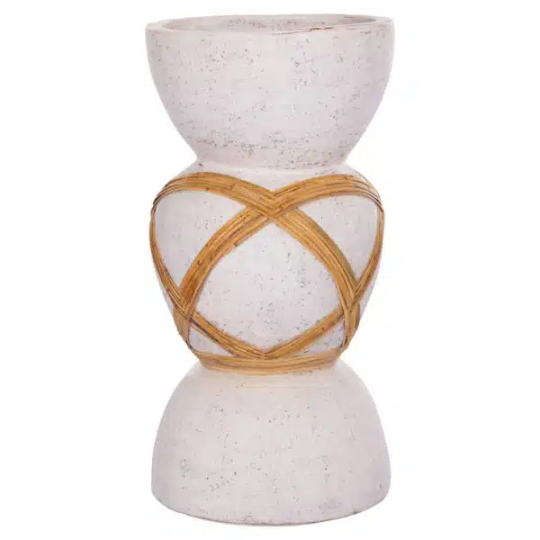 ΔΙΑΚΟΣΜΗΤΙΚΟ ΒΑΖΟ ΔΑΠΕΔΟΥ MAYNARD HM4672.02L TERRACOTTA ΛΕΥΚΟ--RATTAN Φ32x62.5Υεκ.