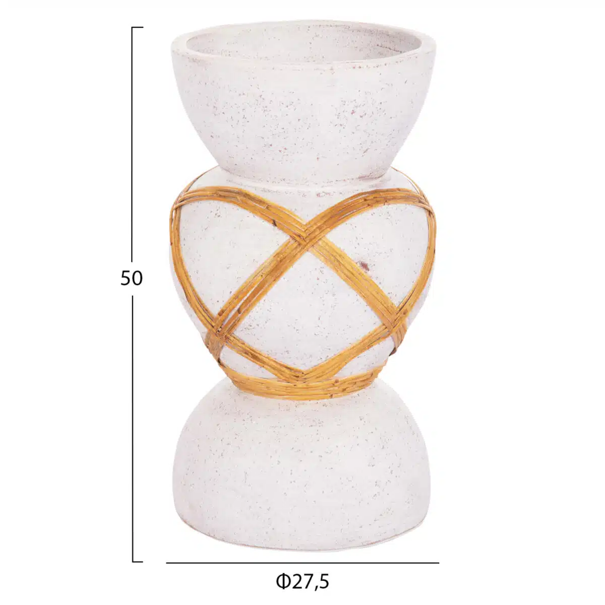 ΔΙΑΚΟΣΜΗΤΙΚΟ ΒΑΖΟ ΔΑΠΕΔΟΥ MAYNARD HM4672.02S TERRACOTTA ΛΕΥΚΟ--RATTAN Φ27.5x50Υεκ - Image 2