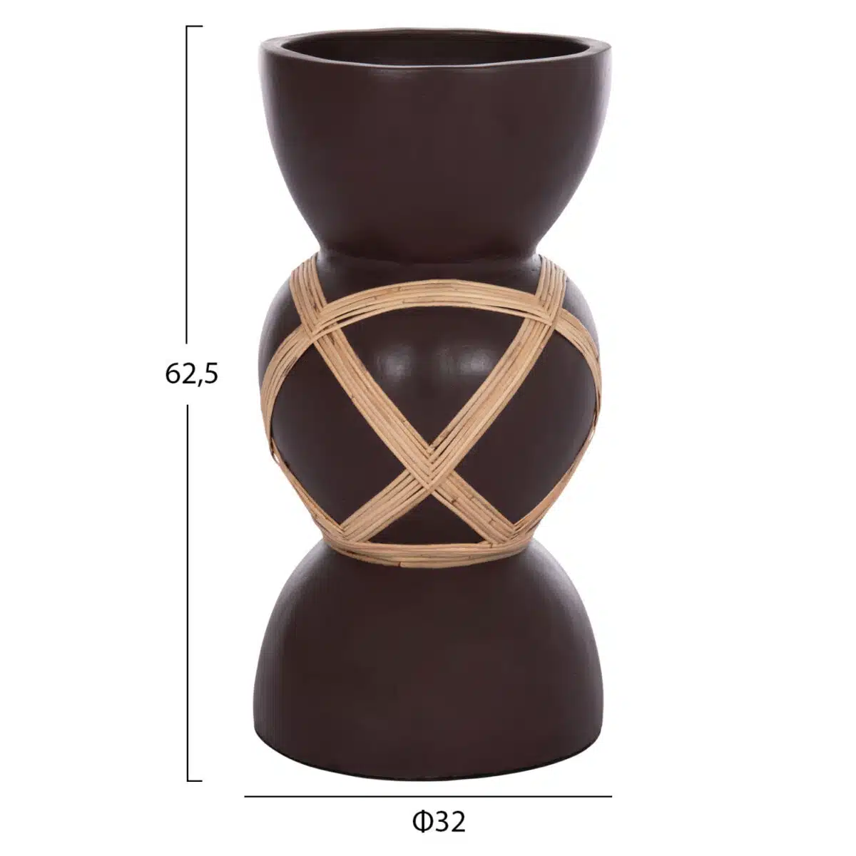 ΔΙΑΚΟΣΜΗΤΙΚΟ ΒΑΖΟ ΔΑΠΕΔΟΥ MAYNARD HM4672.07L TERRACOTTA ΣΟΚΟΛΑΤΙ-RATTAN Φ32x62.5Υεκ - Image 2