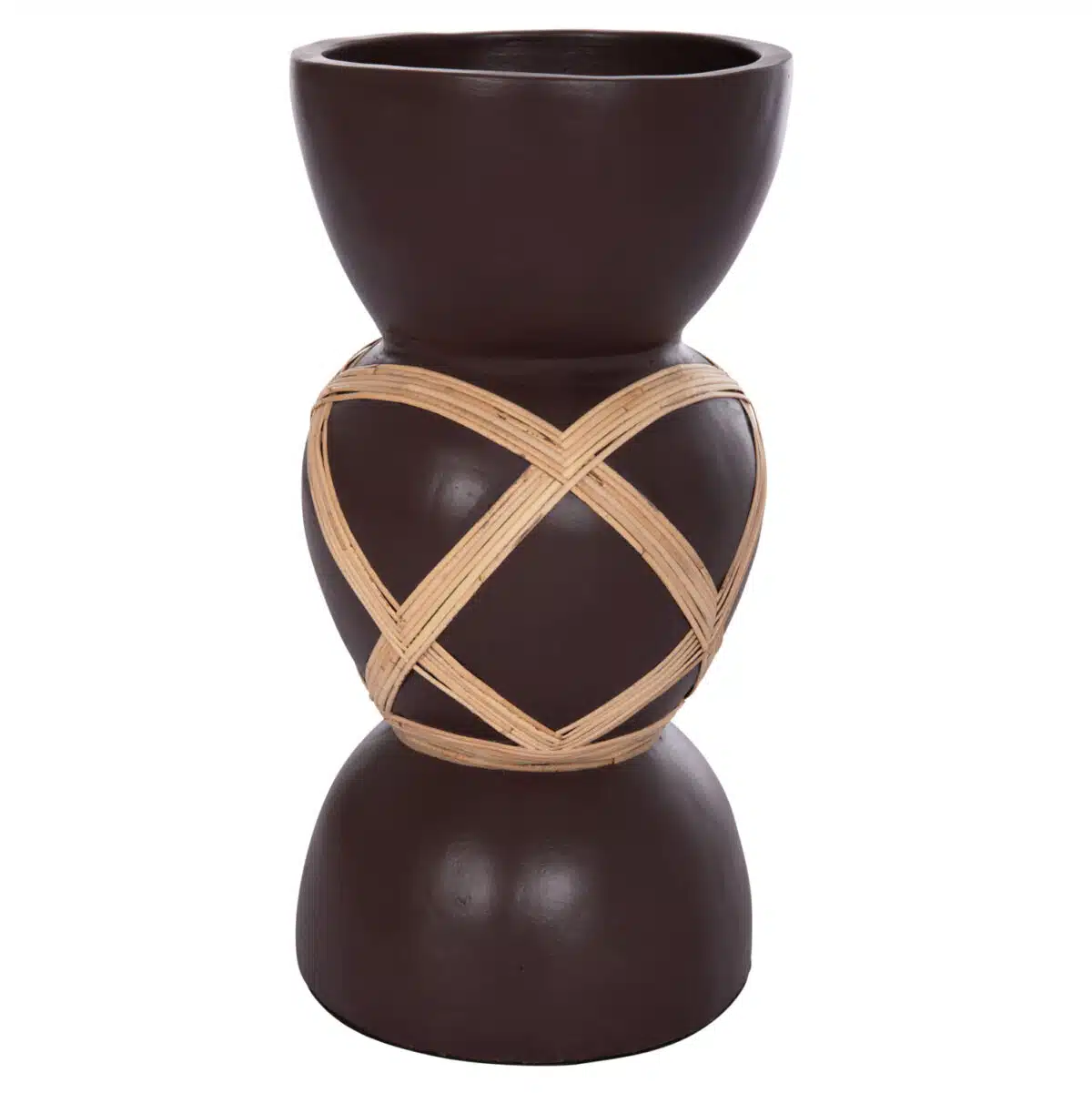 ΔΙΑΚΟΣΜΗΤΙΚΟ ΒΑΖΟ ΔΑΠΕΔΟΥ MAYNARD HM4672.07L TERRACOTTA ΣΟΚΟΛΑΤΙ-RATTAN Φ32x62.5Υεκ - Image 3