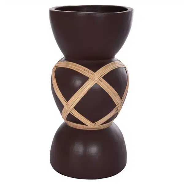 ΔΙΑΚΟΣΜΗΤΙΚΟ ΒΑΖΟ ΔΑΠΕΔΟΥ MAYNARD HM4672.07L TERRACOTTA ΣΟΚΟΛΑΤΙ-RATTAN Φ32x62.5Υεκ - Image 3