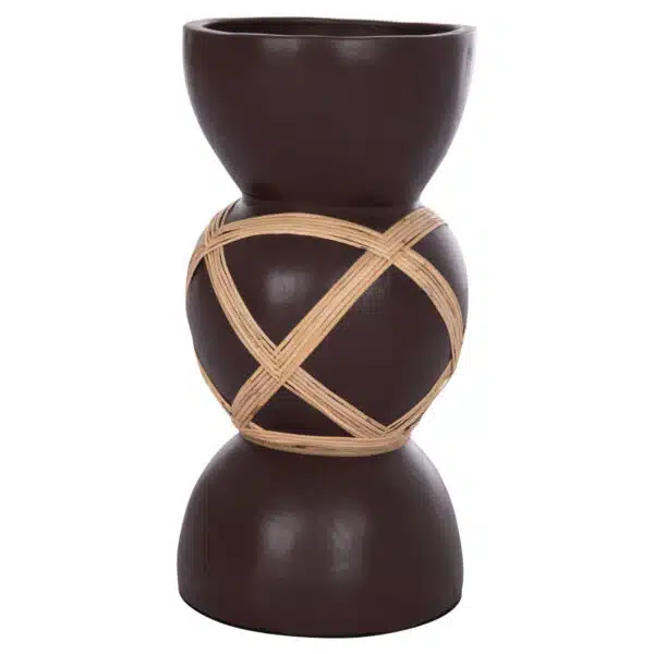 ΔΙΑΚΟΣΜΗΤΙΚΟ ΒΑΖΟ ΔΑΠΕΔΟΥ MAYNARD HM4672.07L TERRACOTTA ΣΟΚΟΛΑΤΙ-RATTAN Φ32x62.5Υεκ - Image 4