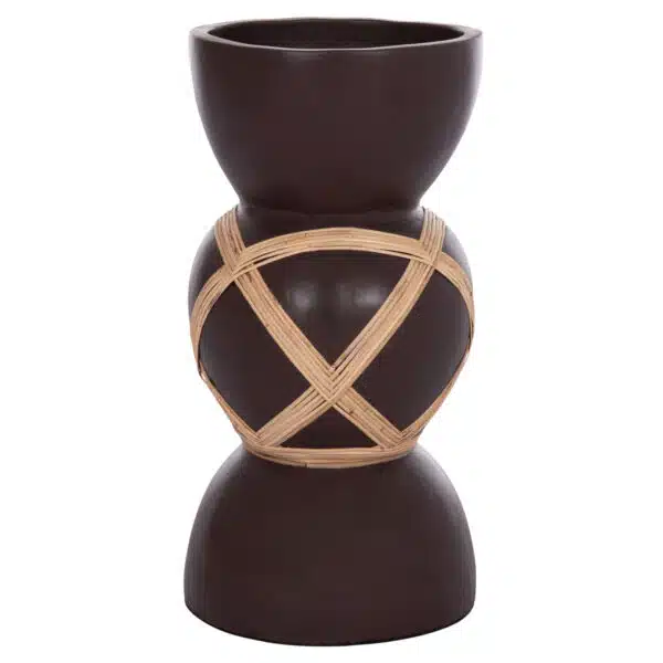 ΔΙΑΚΟΣΜΗΤΙΚΟ ΒΑΖΟ ΔΑΠΕΔΟΥ MAYNARD HM4672.07L TERRACOTTA ΣΟΚΟΛΑΤΙ-RATTAN Φ32x62.5Υεκ