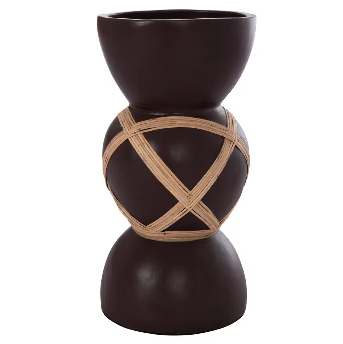 ΔΙΑΚΟΣΜΗΤΙΚΟ ΒΑΖΟ ΔΑΠΕΔΟΥ MAYNARD HM4672.07L TERRACOTTA ΣΟΚΟΛΑΤΙ-RATTAN Φ32x62.5Υεκ - Image 8