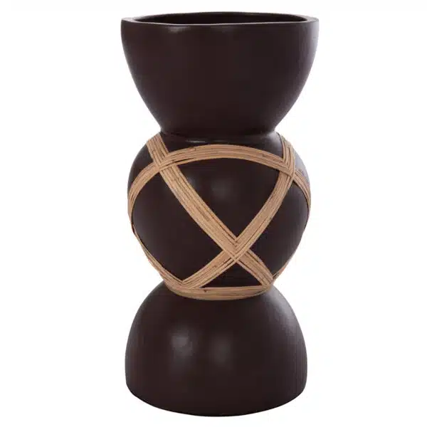 ΔΙΑΚΟΣΜΗΤΙΚΟ ΒΑΖΟ ΔΑΠΕΔΟΥ MAYNARD HM4672.07L TERRACOTTA ΣΟΚΟΛΑΤΙ-RATTAN Φ32x62.5Υεκ - Image 8