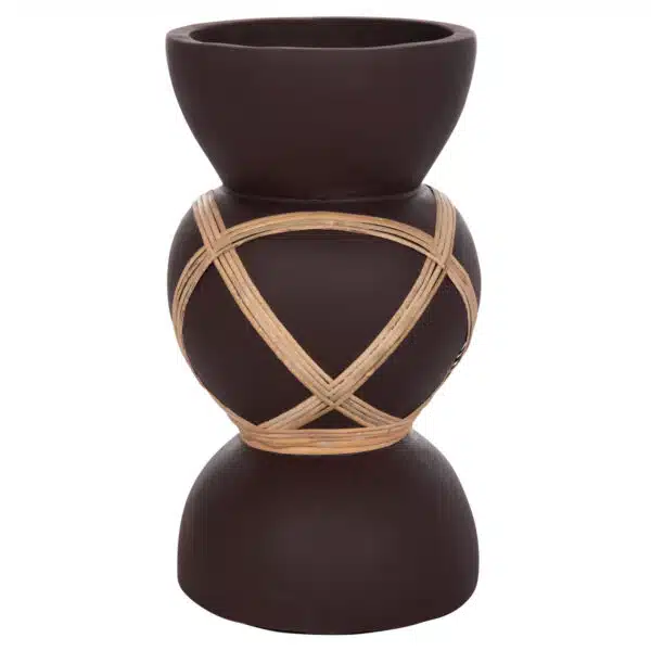ΔΙΑΚΟΣΜΗΤΙΚΟ ΒΑΖΟ ΔΑΠΕΔΟΥ MAYNARD HM4672.07S TERRACOTTA ΣΟΚΟΛΑΤΙ-RATTAN Φ27.5x50Υεκ - Image 3