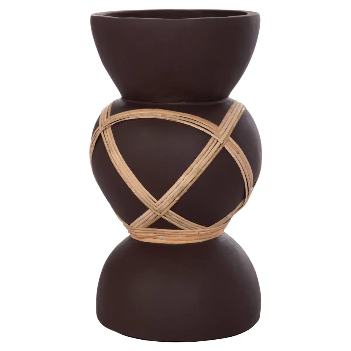 ΔΙΑΚΟΣΜΗΤΙΚΟ ΒΑΖΟ ΔΑΠΕΔΟΥ MAYNARD HM4672.07S TERRACOTTA ΣΟΚΟΛΑΤΙ-RATTAN Φ27.5x50Υεκ - Image 4