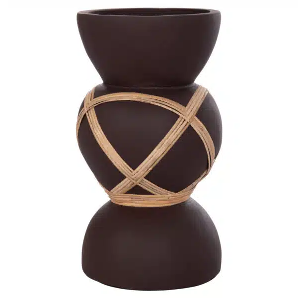 ΔΙΑΚΟΣΜΗΤΙΚΟ ΒΑΖΟ ΔΑΠΕΔΟΥ MAYNARD HM4672.07S TERRACOTTA ΣΟΚΟΛΑΤΙ-RATTAN Φ27.5x50Υεκ - Image 4