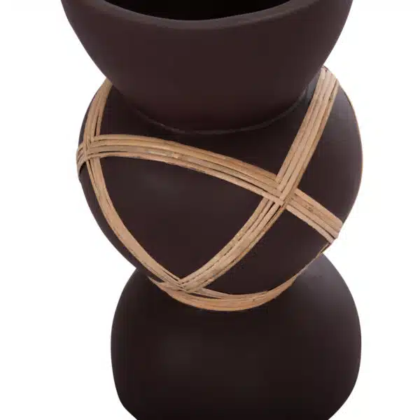 ΔΙΑΚΟΣΜΗΤΙΚΟ ΒΑΖΟ ΔΑΠΕΔΟΥ MAYNARD HM4672.07S TERRACOTTA ΣΟΚΟΛΑΤΙ-RATTAN Φ27.5x50Υεκ - Image 7