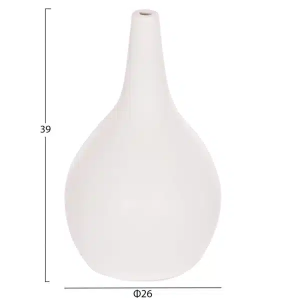 ΕΠΙΤΡΑΠΕΖΙΟ ΔΙΑΚΟΣΜΗΤΙΚΟ ΒΑΖΟ DENI HM4663.02L FIBER CEMENT ΣΕ ΛΕΥΚΟ--Φ26x39Υεκ - Image 2