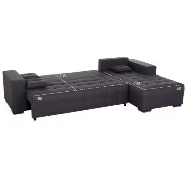 ΓΩΝΙΑΚΟΣ ΚΑΝΑΠΕΣ-ΚΡΕΒΑΤΙ ΜΕ ΑΠΟΘ.ΧΩΡΟ TRENDSTON HM3302.01R ΓΚΡΙ ΥΦΑΣΜΑ 298x177x95Υεκ - Image 3