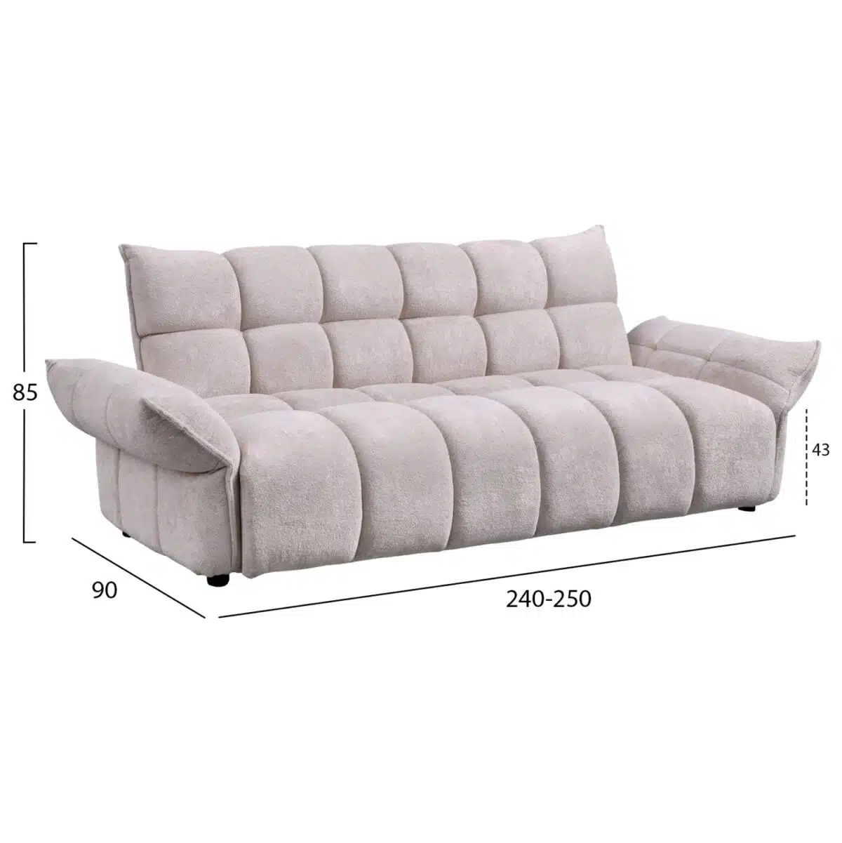 ΚΑΝΑΠΕΣ ΚΡΕΒΑΤΙ MELU HM3314.02 ΜΠΕΖ ΥΦΑΣΜΑ--ΚΑΘΙΣΜΑ POCKET SPRINGS 240-250x90x85Υεκ. - Image 2