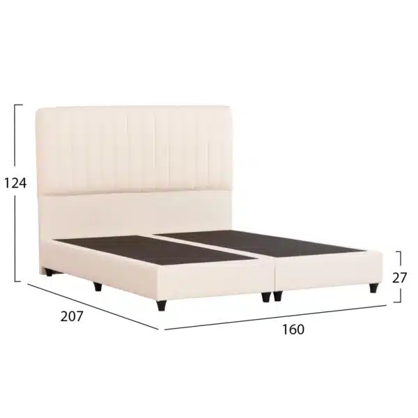 ΚΡEΒΑΤΙ ΔΙΠΛΟ LUTHER HM717 ΜΠΕΖ ΥΦΑΣΜΑ ΓΙΑ ΣΤΡΩΜΑ 160x200εκ. - Image 3