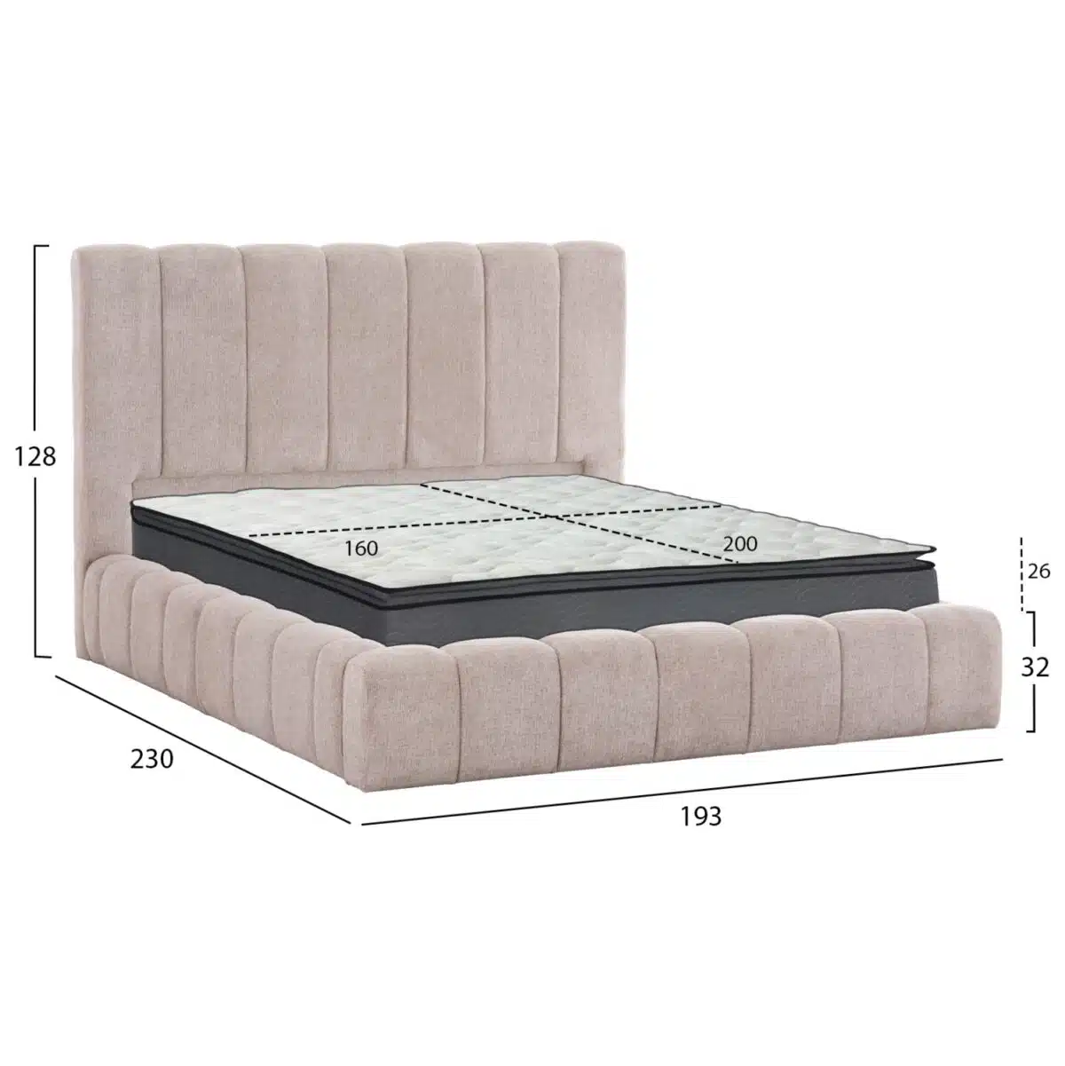 ΚΡΕΒΑΤΙ ΔΙΠΛΟ ΜΕ ΣΤΡΩΜΑ & ΑΠΟΘ.ΧΩΡΟ REMO HM21167 ΜΠΕΖ ΜΠΟΥΚΛΕ--ΓΙΑ 160x200εκ - Image 3