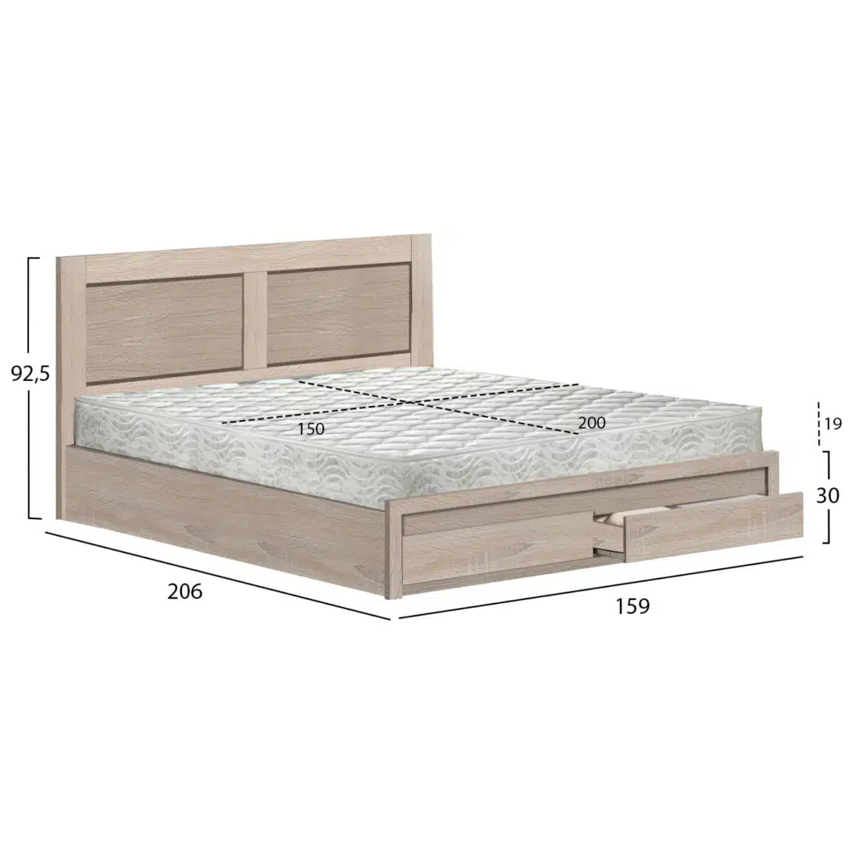 ΚΡΕΒΑΤΙ ΔΙΠΛΟ ΜΕ ΣΥΡΤΑΡΙΑ & ΣΤΡΩΜΑ CAPRI HM21169 ΜΕΛΑΜΙΝΗ SONAMA--ΓΙΑ 150x200εκ - Image 3