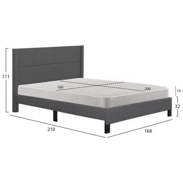 ΚΡΕΒΑΤΙ ΔΙΠΛΟ & ΣΤΡΩΜΑ TRILLOP HM21202.12 ΓΚΡΙ ΥΦΑΣΜΑ--ΓΙΑ 160x200εκ - Image 3