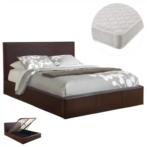 ΚΡΕΒΑΤΙ ΔΙΠΛΟ & ΣΤΡΩΜΑ BOBBI HM21271.02 ΚΑΦΕ PU ΜΕ ΑΠΟΘ.ΧΩΡΟ--ΓΙΑ 150x200εκ