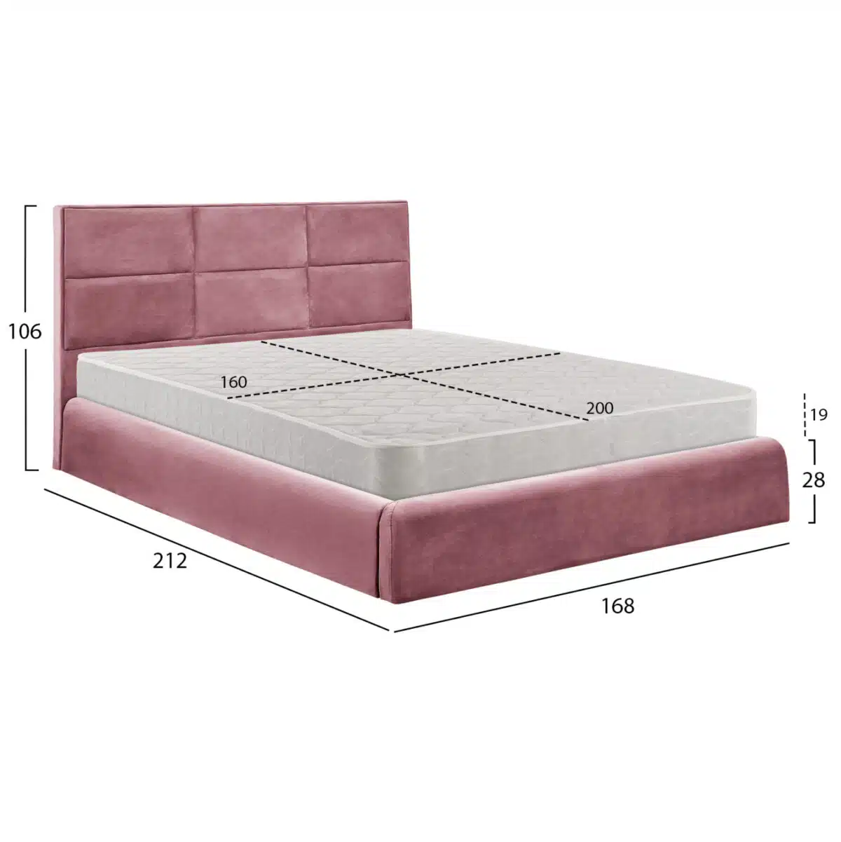 ΚΡΕΒΑΤΙ ΔΙΠΛΟ & ΣΤΡΩΜΑ BRILEY HM21272.02 ΣΑΠΙΟ ΜΗΛΟ ΒΕΛΟΥΔΟ ΜΕ ΑΠΟΘ.ΧΩΡΟ--ΓΙΑ 160x200εκ - Image 3