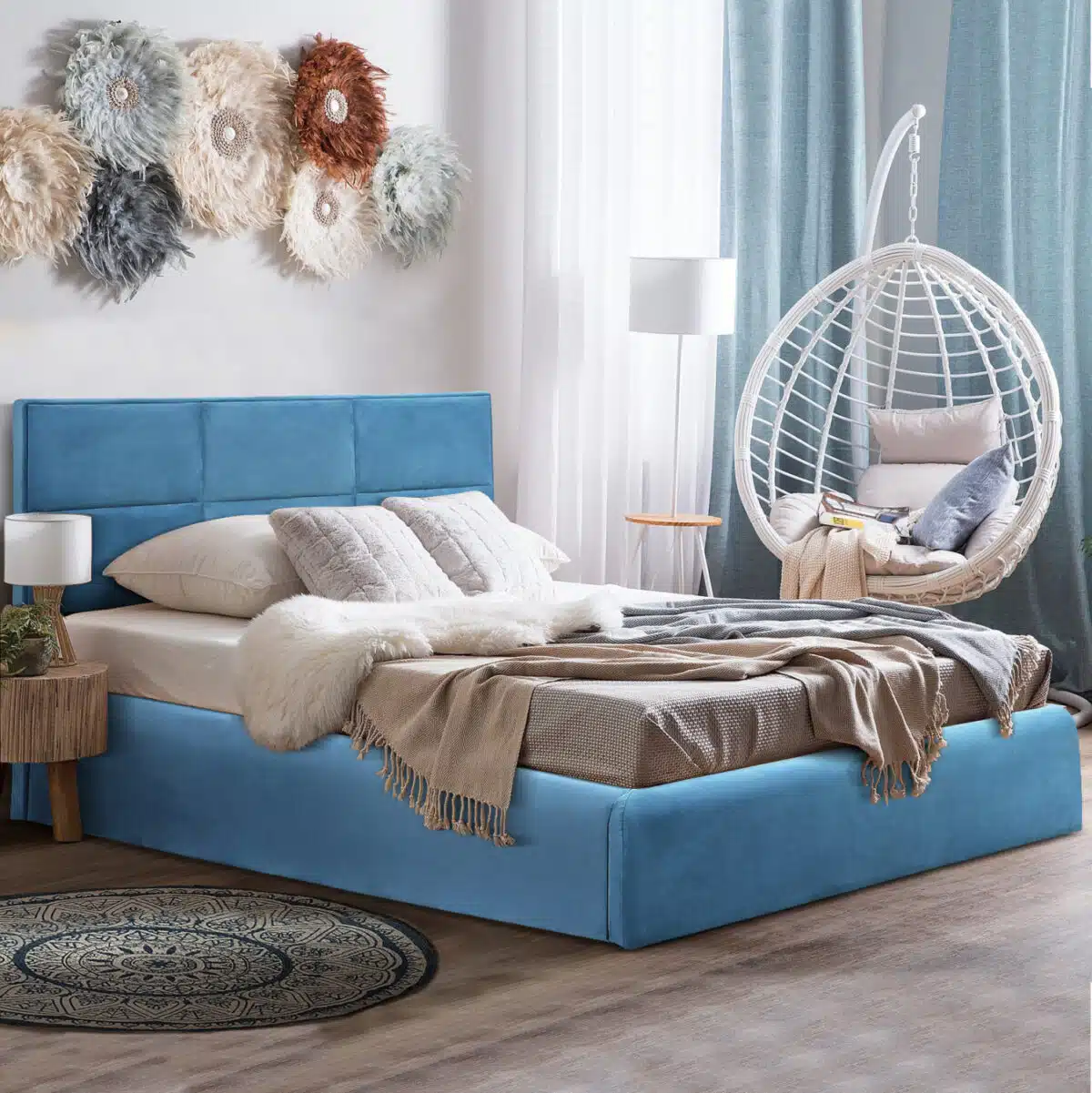 ΚΡΕΒΑΤΙ ΔΙΠΛΟ & ΣΤΡΩΜΑ BRILEY HM21272.04 ΠΕΤΡΟΛ ΒΕΛΟΥΔΟ ΜΕ ΑΠΟΘ.ΧΩΡΟ--ΓΙΑ 160x200εκ - Image 2
