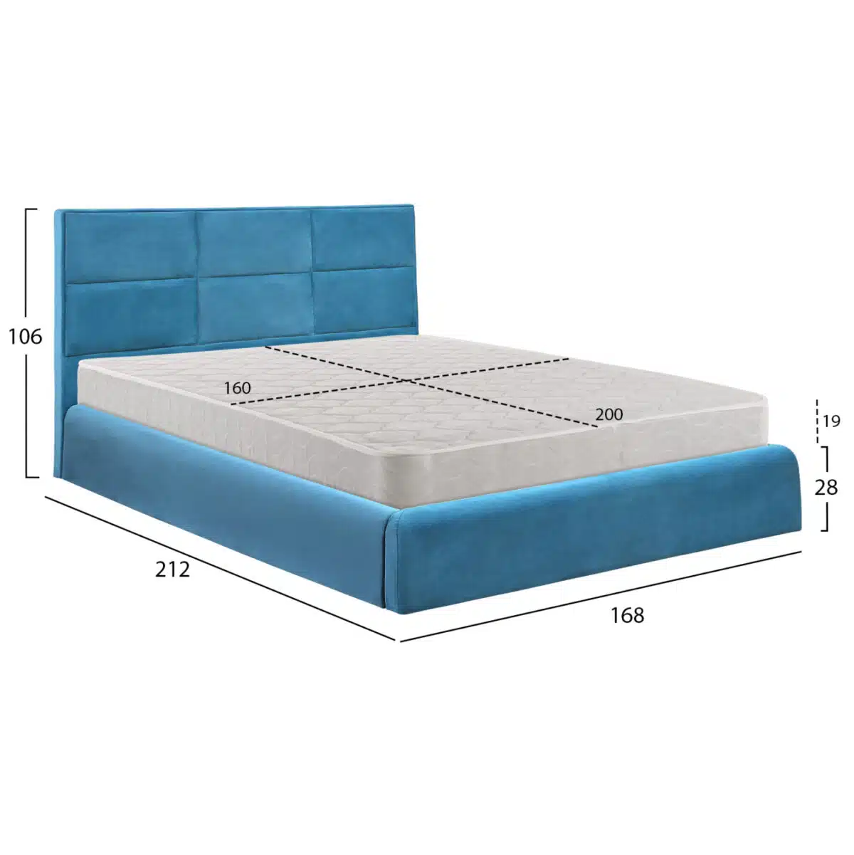 ΚΡΕΒΑΤΙ ΔΙΠΛΟ & ΣΤΡΩΜΑ BRILEY HM21272.04 ΠΕΤΡΟΛ ΒΕΛΟΥΔΟ ΜΕ ΑΠΟΘ.ΧΩΡΟ--ΓΙΑ 160x200εκ - Image 3