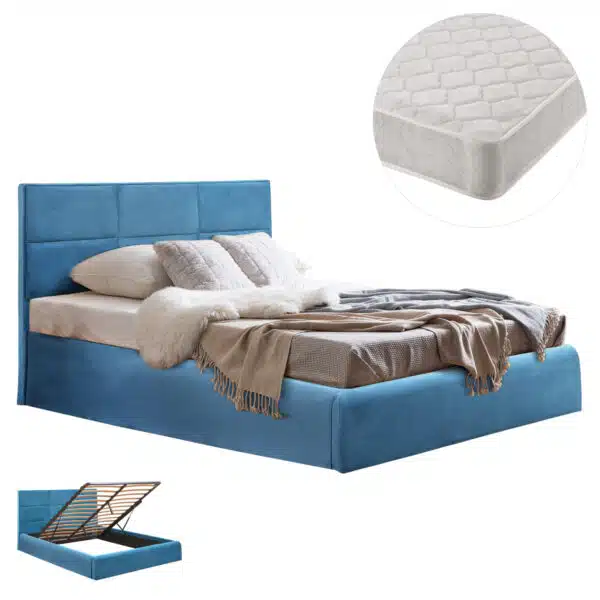 ΚΡΕΒΑΤΙ ΔΙΠΛΟ & ΣΤΡΩΜΑ BRILEY HM21272.04 ΠΕΤΡΟΛ ΒΕΛΟΥΔΟ ΜΕ ΑΠΟΘ.ΧΩΡΟ--ΓΙΑ 160x200εκ
