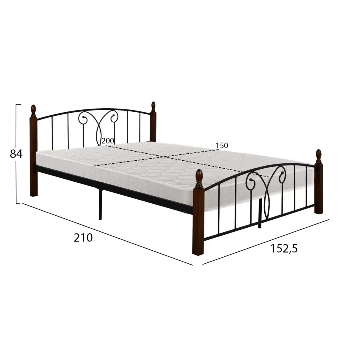 ΚΡΕΒΑΤΙ ΔΙΠΛΟ & ΣΤΡΩΜΑ SUZIE HM21332 ΜΕΤΑΛΛΟ & ΞΥΛΟ ΣΕ ΚΑΡΥΔΙ--ΣΤΡΩΜΑ 150x200εκ - Image 3