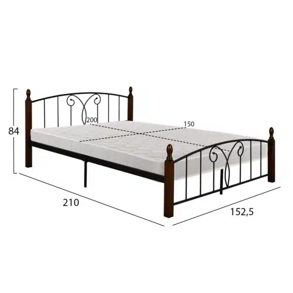 ΚΡΕΒΑΤΙ ΔΙΠΛΟ & ΣΤΡΩΜΑ SUZIE HM21332 ΜΕΤΑΛΛΟ & ΞΥΛΟ ΣΕ ΚΑΡΥΔΙ--ΣΤΡΩΜΑ 150x200εκ - Image 3