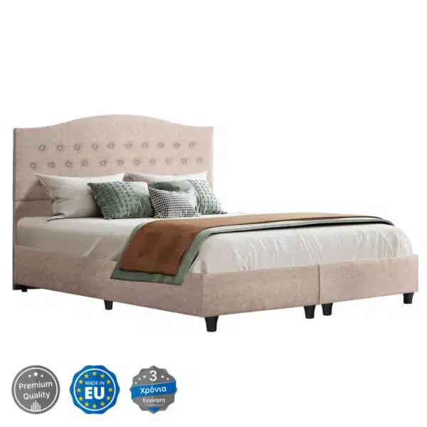 ΚΡΕΒΑΤΙ MALENA HM638.22 ΜΠΕΖ ΥΦΑΣΜΑ Τ. NUBUCK ΓΙΑ ΣΤΡΩΜΑ 150x200εκ.