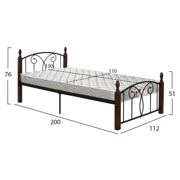 ΚΡΕΒΑΤΙ ΗΜΙΔΙΠΛΟ & ΣΤΡΩΜΑ SUZIE HM21333 ΜΕΤΑΛΛΟ & ΞΥΛΟ ΣΕ ΚΑΡΥΔΙ--ΣΤΡΩΜΑ 110x190εκ - Image 3