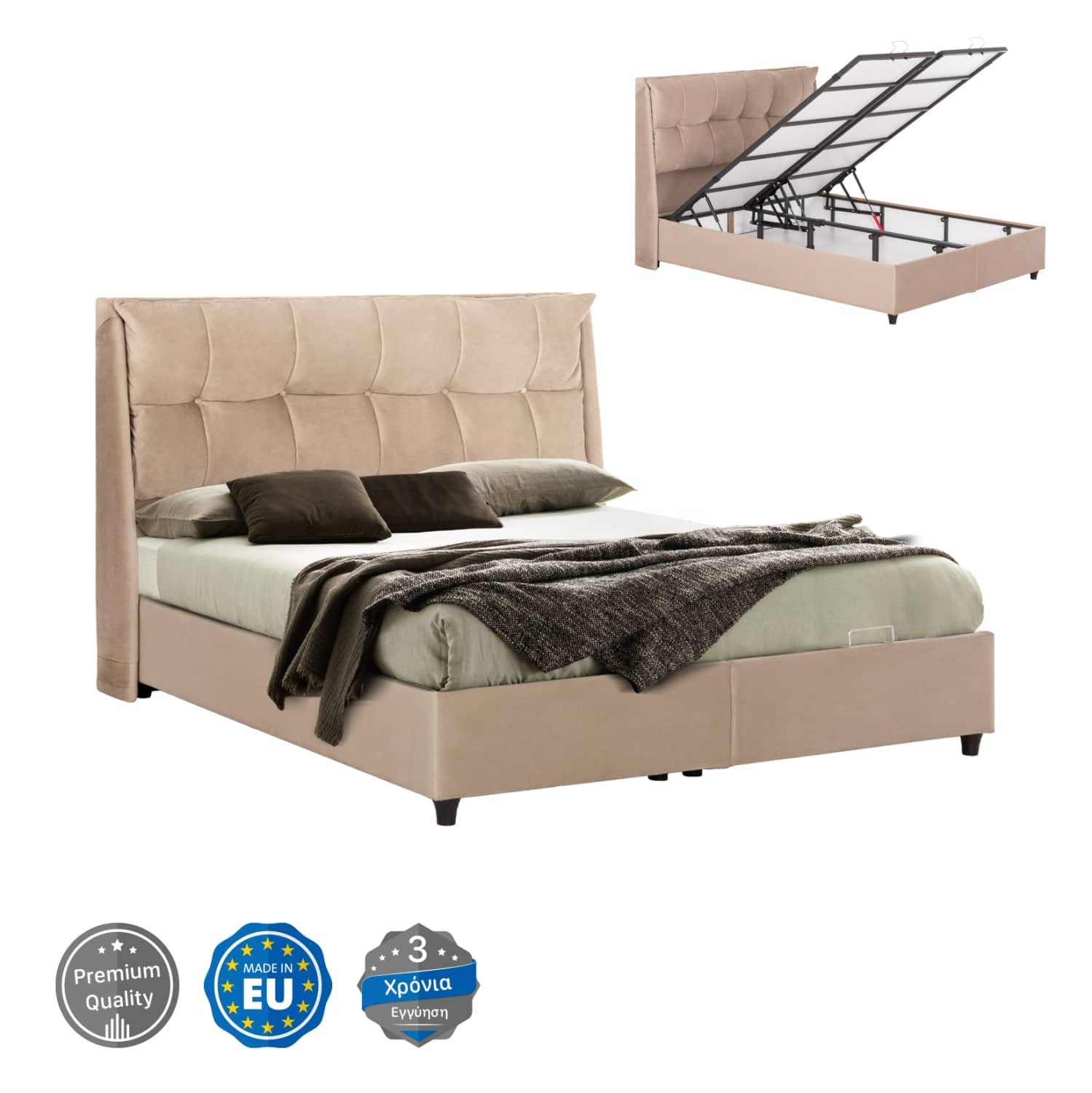 ΚΡEΒΑΤΙ ΜΕ ΑΠΟΘΗΚΕΥΤΙΚΟ ΧΩΡΟ DREAMLET HM716 ΜΠΕΖ ΒΕΛΟΥΔΟ- ΓΙΑ ΣΤΡΩΜΑ 160x200εκ. ΚΡEΒΑΤΙ ΜΕ ΑΠΟΘΗΚΕΥΤΙΚΟ ΧΩΡΟ DREAMLET HM716 ΜΠΕΖ ΒΕΛΟΥΔΟ- ΓΙΑ ΣΤΡΩΜΑ 160x200εκ.
