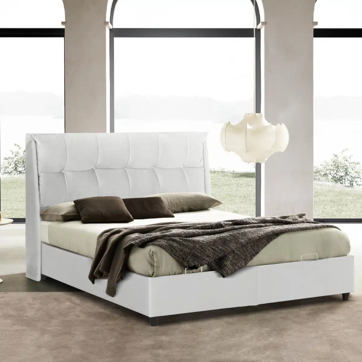 ΚΡEΒΑΤΙ ΜΕ ΑΠΟΘΗΚΕΥΤΙΚΟ ΧΩΡΟ DREAMLET HM716.03 ΛΕΥΚΟ TEDDY ΥΦΑΣΜΑ- ΓΙΑ ΣΤΡΩΜΑ 160x200εκ. - Image 2