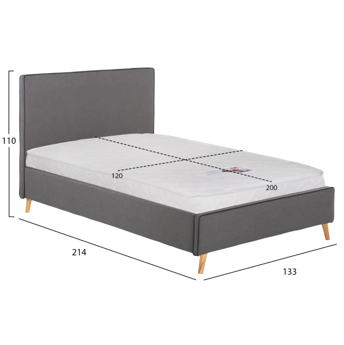 ΚΡΕΒΑΤΙ ΜΕ ΣΤΡΩΜΑ MAYLIN HM21281.03 ΓΚΡΙ ΥΦΑΣΜΑ--ΓΙΑ 120x200εκ - Image 3