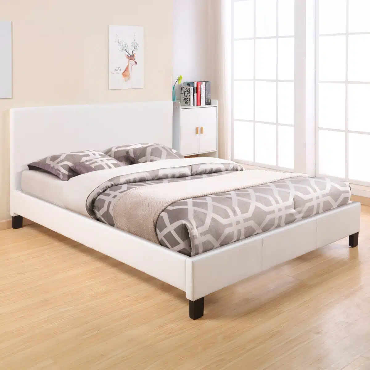 ΚΡΕΒΑΤΙ ΜΕ ΣΤΡΩΜΑ BECCA HM21283.01 ΛΕΥΚΟ PU--ΓΙΑ 150x200εκ - Image 2