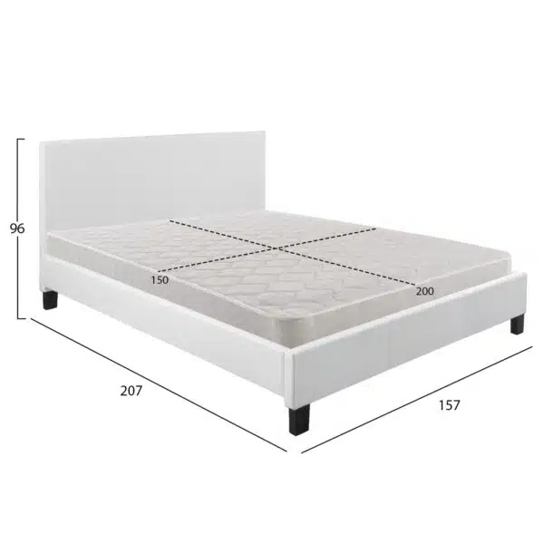 ΚΡΕΒΑΤΙ ΜΕ ΣΤΡΩΜΑ BECCA HM21283.01 ΛΕΥΚΟ PU--ΓΙΑ 150x200εκ - Image 3
