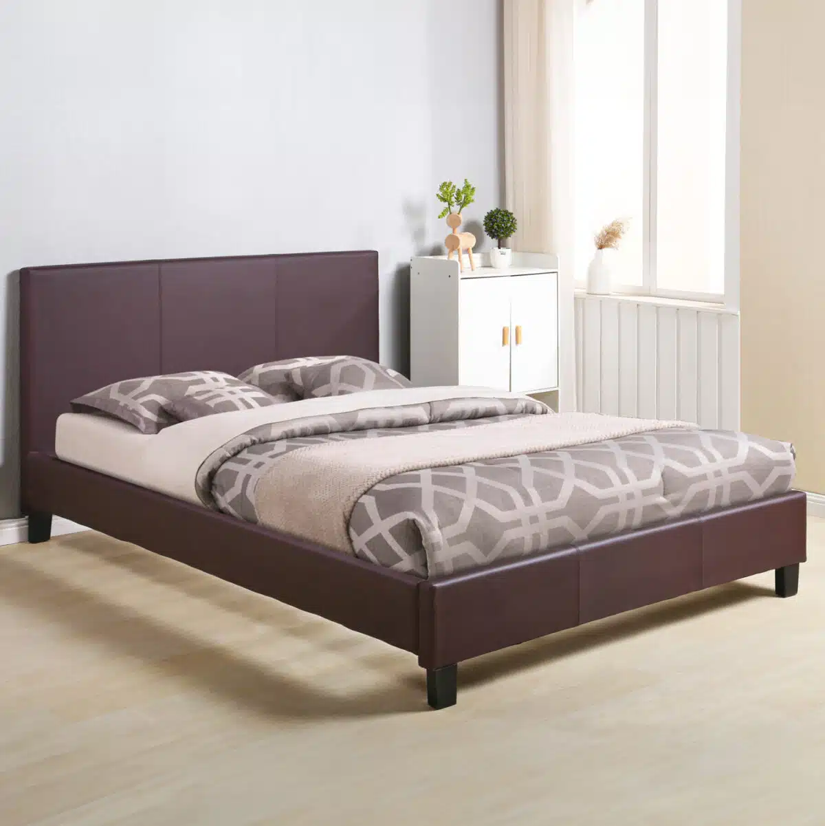 ΚΡΕΒΑΤΙ ΜΕ ΣΤΡΩΜΑ BECCA HM21283.02 ΚΑΦΕ PU--ΓΙΑ 150x200εκ - Image 2
