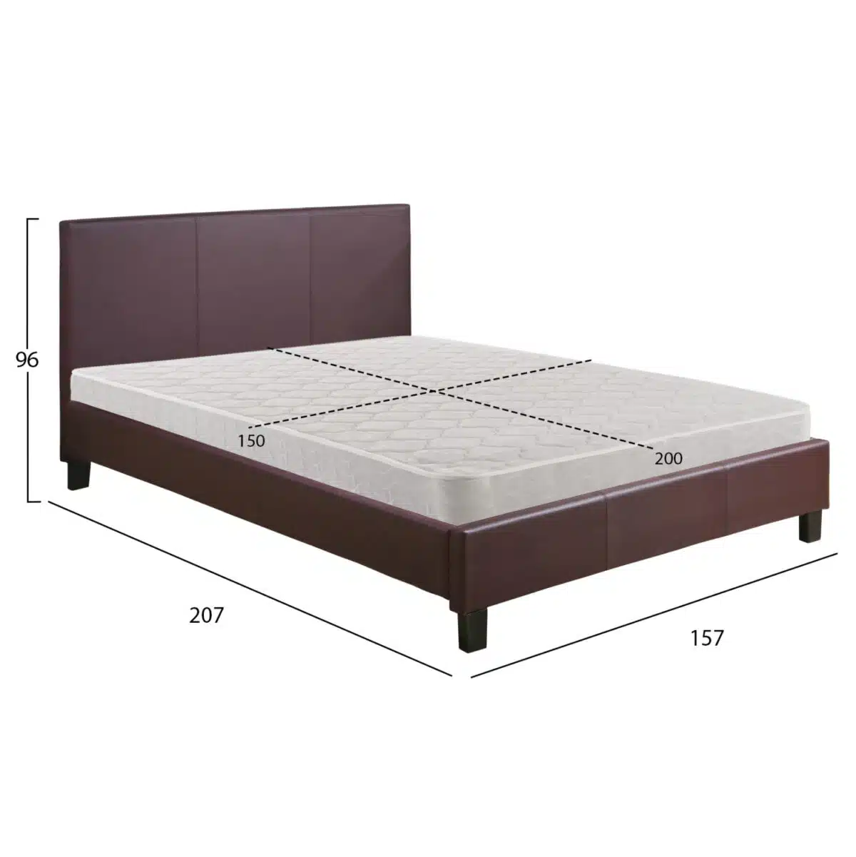 ΚΡΕΒΑΤΙ ΜΕ ΣΤΡΩΜΑ BECCA HM21283.02 ΚΑΦΕ PU--ΓΙΑ 150x200εκ - Image 3