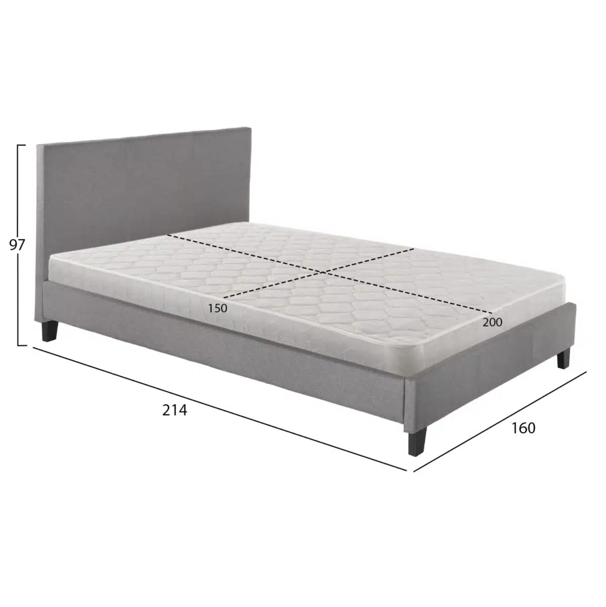 ΚΡΕΒΑΤΙ ΜΕ ΣΤΡΩΜΑ BECCA HM21283.04 ΓΚΡΙ ΥΦΑΣΜΑ--ΓΙΑ 150x200εκ - Image 3
